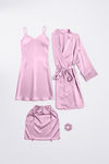 Zivame Luxe Satin 4 Pc Sleep Set - Bridal Rose — thumbnail 2